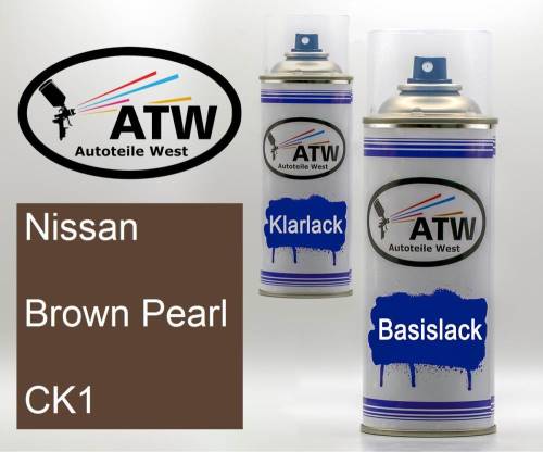 Nissan, Brown Pearl, CK1: 400ml Sprühdose + 400ml Klarlack - Set, von ATW Autoteile West.